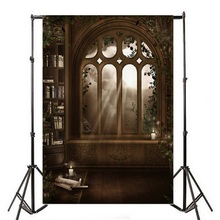 Laeacco Old Palace Bookshelf Arch Window Photography Backdrops Halloween Photo Backgrounds Baby Portrait Photophone Photozone 2024 - buy cheap