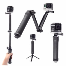 Three ways Multi-function Folding Arm Lever Monopod with Tripod Mount Selfie stick for GoPro Hero 5 4 3 Sjcam4000 Xiaoyi 2024 - buy cheap