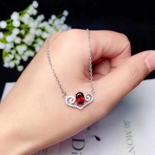 beautiful red natural garnet pendant of necklace for women real 925 silver natural gem silver ornament girl birthday gift 2024 - buy cheap