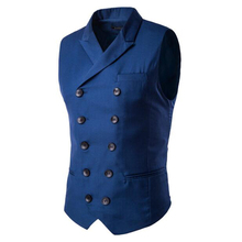 Classic high-quality men's vest thin cotton lapel double-breasted warm men's sleeveless vest collar men's suit vest custom made 2024 - buy cheap