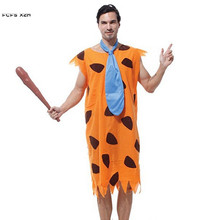 S-M Halloween Flintstones Anime Costumes for Men Primitive Cosplay Carnival Purim parade Nightclub bar Masquerade Party dress 2024 - buy cheap