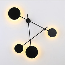 LED Moon Eclipse Round Wall Sconce Light Iron Pipe Bedside Light Black Lampshade Wall Lamp Modern Wall Night Light for Kid Decor 2024 - buy cheap
