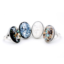 Shuangr nova chegada moda jóias elegante branco natural concha grandes anéis de pedra para mulher/masculino anel de festa do vintage 2024 - compre barato
