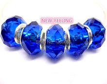 Atacado 50 tamanhos de vidro de cristal europeu facetado azul royal miçangas banhadas a prata enfeites para pulseira/colar joias lote 2024 - compre barato