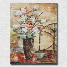 Pintura a óleo sobre tela flor rosa impressão de belas artes de imagem para casa decoração presente para namorada 2024 - compre barato