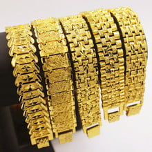 Pulseira luxuosa de dubai, masculina, 18k, ouro, hip hop, bracelete africano/árabe/quênia/oriente médio, joia 2024 - compre barato