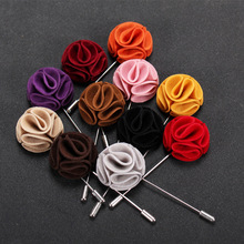 Free shipping , 20 pcs/lot , Piped Velvet Men's Lapel Flower Pin - Wedding Boutonniere - Fabric Flower Brooch 2024 - buy cheap