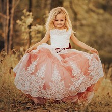 2021 Elegant Lace Beaded Flower Girl Dress for Wedding Jewel neck backless Bow Decorated Tulle train party ball gowns 2024 - buy cheap