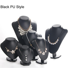 Expositor de joias em formato de busto preto pu, colar cinza, pingente de manequim, suporte de joias 2024 - compre barato