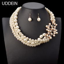UDDEIN Chokers Maxi Necklace & Pendant Multi layer simulated Pearl Flower Jewelry Bridal Wedding African Beads Jewelry Sets 2024 - buy cheap