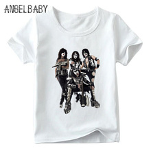 Camiseta divertida con estampado de Kiss para niños y niñas, camisa blanca de verano, Tops informales para niños, HKP464 2024 - compra barato