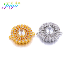 Juya DIY Accessories Micro Pave Zircon Gold/Rose Gold Oval Flower Charm Connectors For Fashion Handmade Jewelry Making 2024 - buy cheap