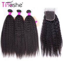 Tinashe Hair Brazilian Hair Weave Bundles Remy Human Hair 3 Bundles With Closure Kinky Straight Hair Bundles With Closure 2024 - buy cheap