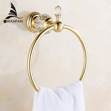 Towel Rings Luxury Crystal Brass Gold Towel Ring Towel Holder Bath Towel Bar Bathroom Accessories Home Decoration Useful HK-23 2024 - buy cheap