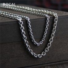BOCAI New real S925 sterling silver Thai silver cross necklace long sweater chain single chain men and women with chain 2024 - buy cheap