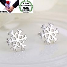 OMHXZJ-pendientes tipo botón de plata fina para mujer, pendientes tipo botón de plata fina, copo de nieve hueco blanco, regalo de boda, moda europea, venta al por mayor, EA41, 925 2024 - compra barato