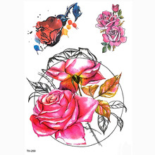 Samll-Manga de tatuaje para brazo, pegatina de tatuaje temporal impermeable, rosa, tatuaje para arte corporal completo de flores 2024 - compra barato