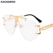 Kachawoo Man Rimless Eyeglasses Frameless Oversized Gold Metal Retro Glasses Frame Women Big Fashion Accessories 2024 - buy cheap