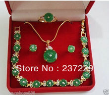 Wholesale price FREE SHIPPING ^^^^GP real nature green stone necklace bracelet earring ring 2024 - buy cheap
