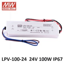 MEANWELL-fuente de alimentación LED, accesorio LPV-100-24 AC DC 100W, 4.2A 24V, plástico aislado a prueba de agua IP67 90 ~ 264VAC entrada led controlador 24V UL CE 2024 - compra barato