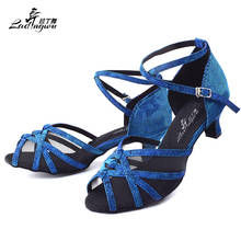 Ladingwu New Blue/Green Flash Cloth and Mesh Soft Bottom Ballroom Dance Shoes Women Party Latin Salsa Dance Shoes 2024 - buy cheap