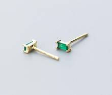 3MM SMALL 1pair Authentic 100% REAL. 925 Sterling SIlver Fine Jewelry Green Zirconia Square Geometric stud Earrings GTLE2199 2024 - buy cheap