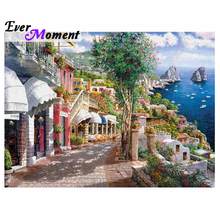 Ever Moment-pintura de diamante 5D DIY, cuentas cuadradas completas, punto de cruz de calle de mar, bordado de diamante paisaje, decoración hecha a mano, ASF1350 2024 - compra barato