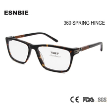 Esnmbie-Montura de cristal de madera para mujer, gafas ópticas con bisagra de primavera, Marcos cuadrados, Vintage, 360 2024 - compra barato