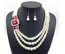 Fashion multi layer Pearl Crystal Necklace Earrings exaggerated Jewelry Set mujer Nobility Lucky women New -jewelry 2024 - buy cheap