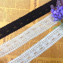 YACKALASI-encaje de algodón 3d, bordado de flores, festoneado doble, blanco y negro, 2 lados, 4cm, 15 Yds 2024 - compra barato