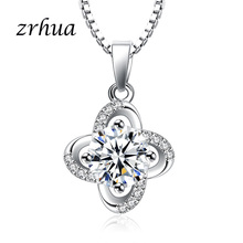 ZRHUA Fashion Design Shinny CZ Crystal Pendant Jewelry 925 Sterling Silver Women Necklac Women/Girl Wedding Party Accessories 2024 - buy cheap