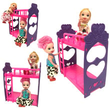 NK   One Set Doll Accessories Super CutePlatic Bunk  Bed Play House Toys For Mini doll house For Barbie Doll Kelly Doll DZ 2024 - buy cheap