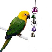 Brinquedos de pássaros, blocos de mastigar, brinquedos engraçados para papagaio, pingente de ponte com sinos, balanço, colorido 2024 - compre barato