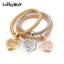 LongWay-Pulseras étnicas con abalorios de amor para mujer, brazaletes con colgantes, cadena de cristal de Color dorado, SBR150160 2024 - compra barato
