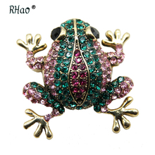 RHao Unisex Multi color Rhinestone Frog Brooches pins Vintage Big Belly Frog animal pins Women Men Clothes jewelry accessories 2024 - buy cheap