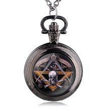 Vintage Freemason Pocket Watch Necklace Skeleton Skull Free Mason Masonic Retro Quartz Pocket Watch Men Gift Jewelry  10pcs 2024 - buy cheap