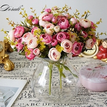 Ramo de flores artificiales para decoración de boda, ramo de flores falsas para el hogar, rosas de té, Estilo Vintage, 10 cabezas 2024 - compra barato