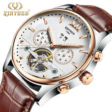 Kinyued Real Mechanical Watches Men Hot Fashion Automatic Tourbillon Leather Band Wristwatches Gold Reloges Skeleton Hand Watch 2024 - buy cheap