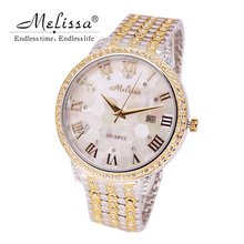 Melissa-Reloj de lujo para hombre y mujer, pulsera elegante de acero inoxidable con diamantes de imitación, Reloj de cristal de horas grandes, caja de regalo para cumpleaños 2024 - compra barato