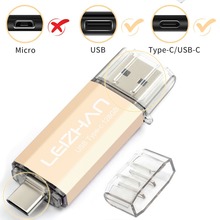 LEIZHAN 2pcs Type-C Flash Drive 16GB 32GB 64GB 128GB Wholesale USB 3.0 Pendrive Pen drive USB C Photo stick Type C Phone Drive 2024 - buy cheap