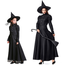 Платье для мамы и ребенка, костюм черного волшебника из унции, костюм для косплея для девочек и женщин, костюм для Хэллоуина 2024 - купить недорого