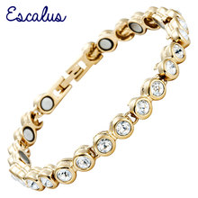 Escalus-pulsera magnética de cristales para mujer, brazalete clásico de cobre, Color dorado, joyería, 24 Uds. 2024 - compra barato