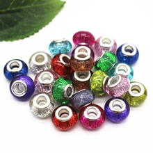 14mm Acrylic Silver Color Cord Big Hole Loose Beads Fit European  Jewelry Bracelet Charms DIY 100pcs/lot 2024 - buy cheap