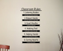 Calcomanía de pared con reglas para aula, pegatina de vinilo con cita inspiradora para estudio de aprendizaje educativo, decoración del Interior de la escuela motivacional, Z991 2024 - compra barato