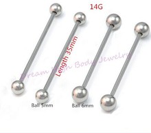 Long Industrial Earring 35mm 14G Bar Tongue Straight Body Piercing Jewelry Hot Sale Simple 316L Stainless Steel Fashion 2024 - buy cheap