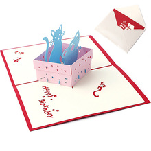 3D Pop UP Holiday Greeting Card Cat Box Animal Christmas Thanksgiving Birthday Gift 2024 - buy cheap