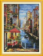 Venetian scene cross stitch kit lanscape garden 14ct 11ct count printed canvas stitching embroidery DIY handmade needlework 2024 - buy cheap