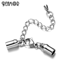 REAMOR 316L Stainless Steel Connector Clasp Hole Size 4mm Lobster Clasp with Extender Chain for Bracelet Jewelry Making DIY 2024 - buy cheap