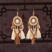 Long Tassel Indian Earrings For Women Handmade Jhumka Ethnic Gold Color Leaf Bohemian Boho Baded Earrings Jewelry Oorbellen 2024 - buy cheap