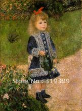 Linen Canvas Oil Painting, a girl with a watering can , oil painting reproduction,Free DHL Shipping,100% handmade 2024 - buy cheap
